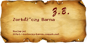 Zorkóczy Barna névjegykártya